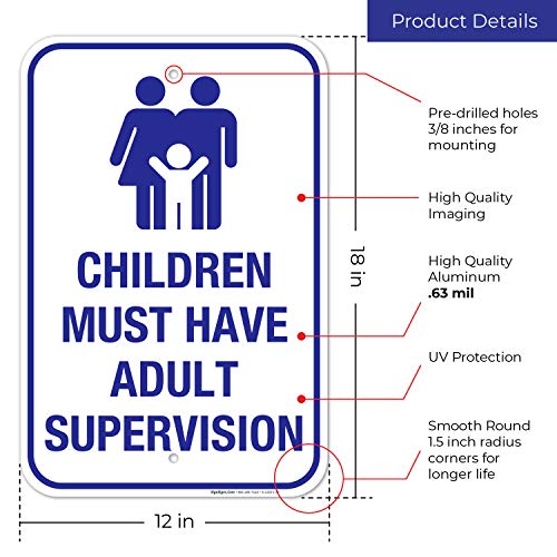 Cartel de aluminio 12x18 “Children Must Have Adult Supervision” miniatura 3