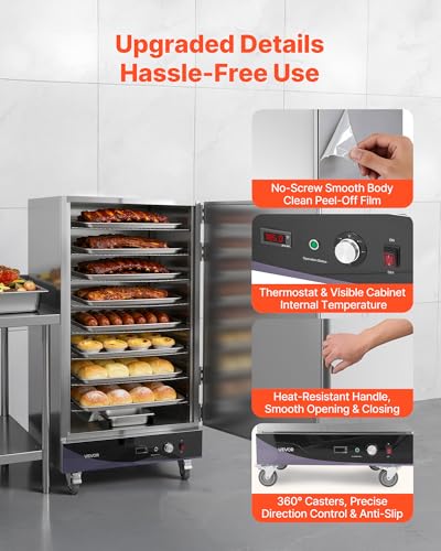 Image of VEVOR Electric Hot Box Food Warmer, 8-Tier Commercial Warming Cabinet with Water Tray, Single-Door and Adjustable Shelves, Stainless Steel Food Warmer Cabinet, for Restaurant, Kitchen, Pizza, Chicken