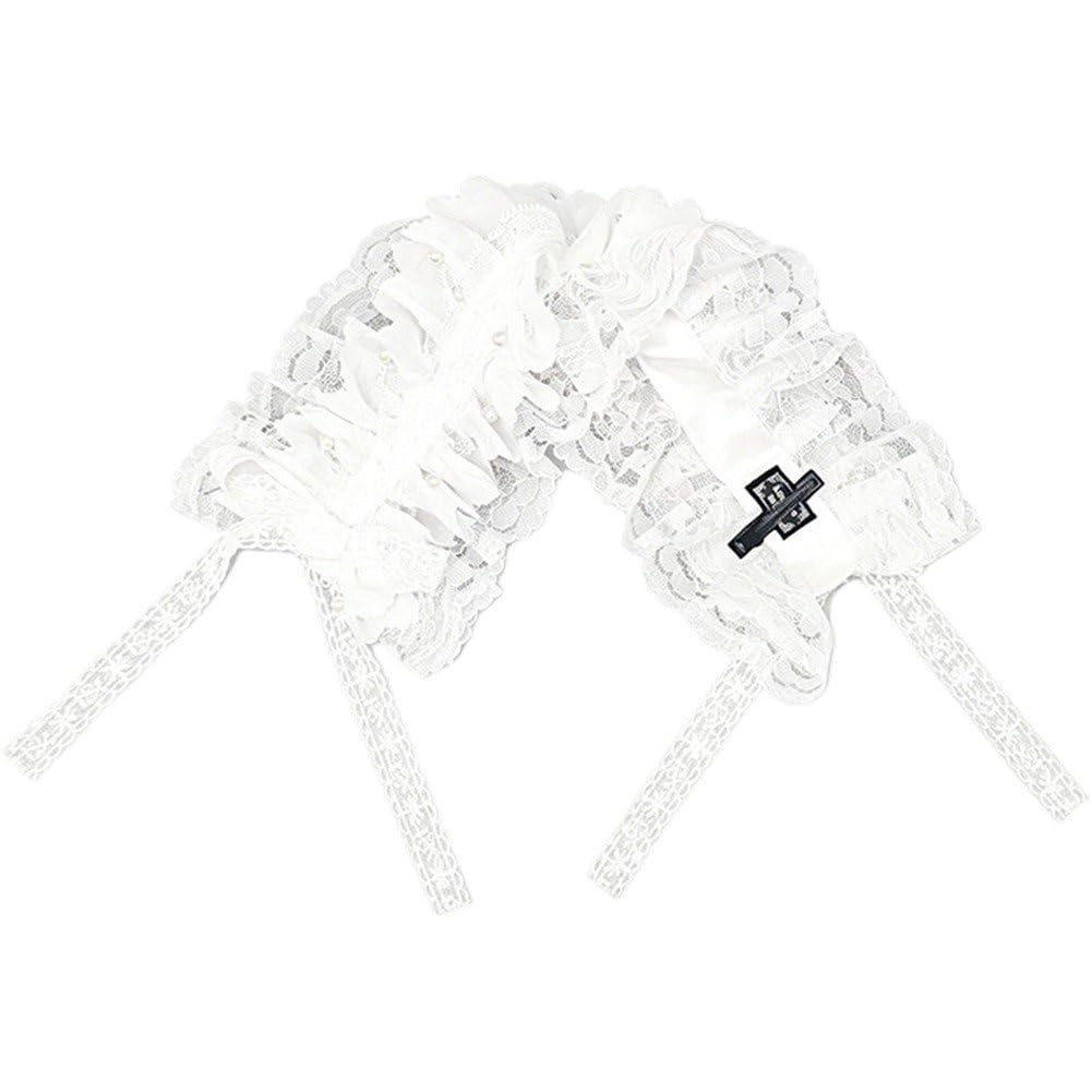 Fituenly Lolita Lace Headband, Sweet Bow Hairband, Maid Costume Accessory Headpiece for Lolita Dress Cosplay Night Party