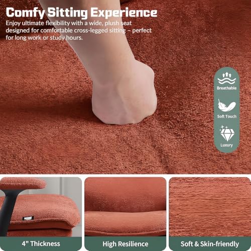 Image of DROGO Zen Pro Criss Cross Legged Office Chair for Work from Home with Flip-Up Armrest & Wide Thick Cushion Seat | Computer Study Chair with Adjustable Height, Recline & Heavy Duty Metal Base (Orange)