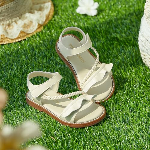 Image of PHIRAMIN Toddler Girl Sandals - Flower Girl Dress Shoes Open Toe Little Kid Flats