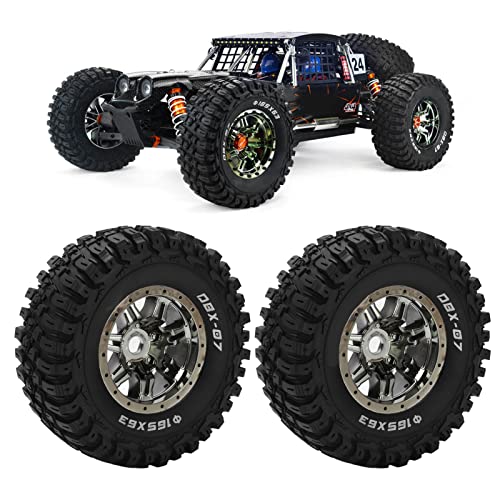 Roues 1/7 RC Pilipane avec pneu caoutchouc à texture irrégulière titane - 4