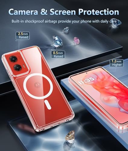Image of FNTCASE for Motorola Moto-G Stylus-5G-2024 Case: Magnetic Military Grade Drop Protection Anti Yellowing Cell Phone Cover - Rugged Shockproof Transparent Cases(Clear)