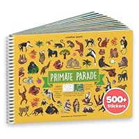 Cupkin Monkey Animal Sticker Book Activity for Kids, Toddler Airplane Travel Essentials, 500+ Animal Stickers for Kids + 12 Scenes + 12 Coloring Book Pages, Monkey Gift, Crafts Ages 2-8