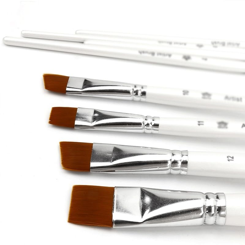 Ensemble De 20 Pinceaux en Bois Massif Blanc pour Artistes Et Étudiants en Acrylique