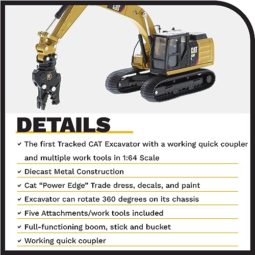 Modelo CAT 320FL Excavadora Hidráulica con 5 Accesorios 1:64 miniatura 5
