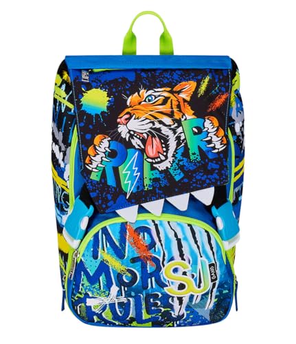 SJ GANG STYLE JAM GANG Zaino Blu, Estensibile tramite Zip, Con Flip System, 3 pattine con grafiche, Scuola Elementare e media, Per bambini, Scuola e tempo libero