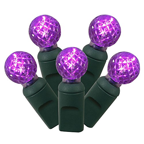Vickerman 100 Purple G12 LED Single Mold Light on Green Wire, 34' Christmas Light Strand Vickerman 100 Purple G12 LED Single Mold Light on Green Wire, 34' Christmas Light Strand