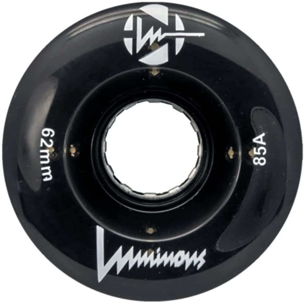 Luminous Wheels LED Quad Roller Skate Outdoor Wheels (4 Pack, Black, 62mm x 30mm/85A)