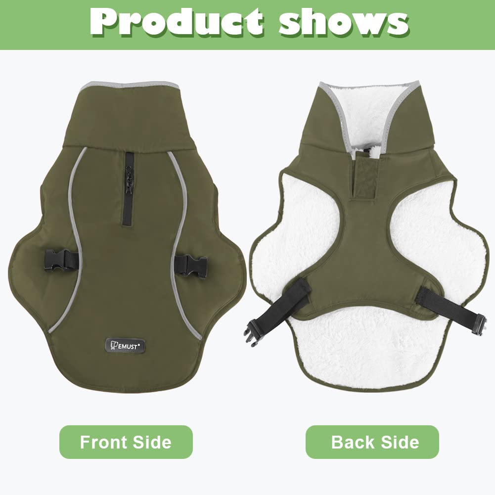 EMUST Cappotti invernali per cani freddi, fodera in pile per cani di taglia piccola, taglia M, per l'inverno, caldi vestiti invernali per cani di taglia grande, verde, XL
