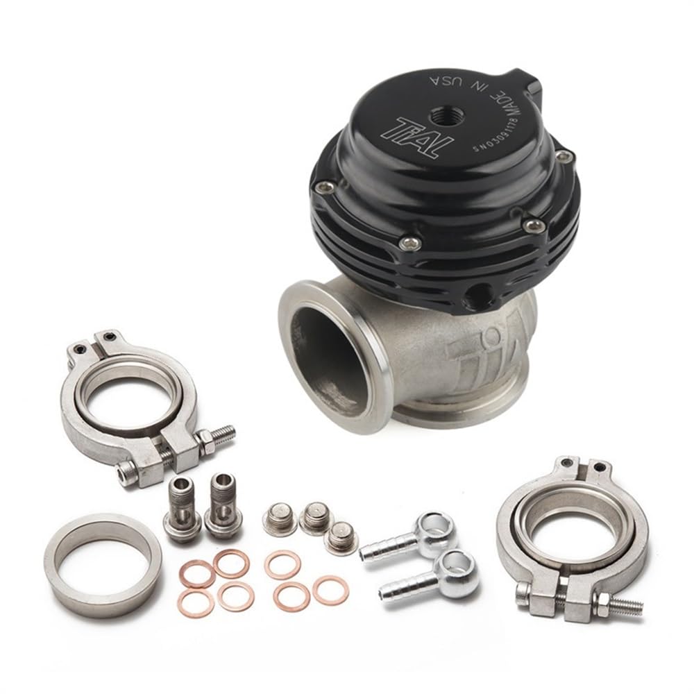 VáLvulas De Escape Válvula de descarga externa Universal 38mm, válvula Turbo con bridas banda en V for colector sobrealimentación(Noir)
