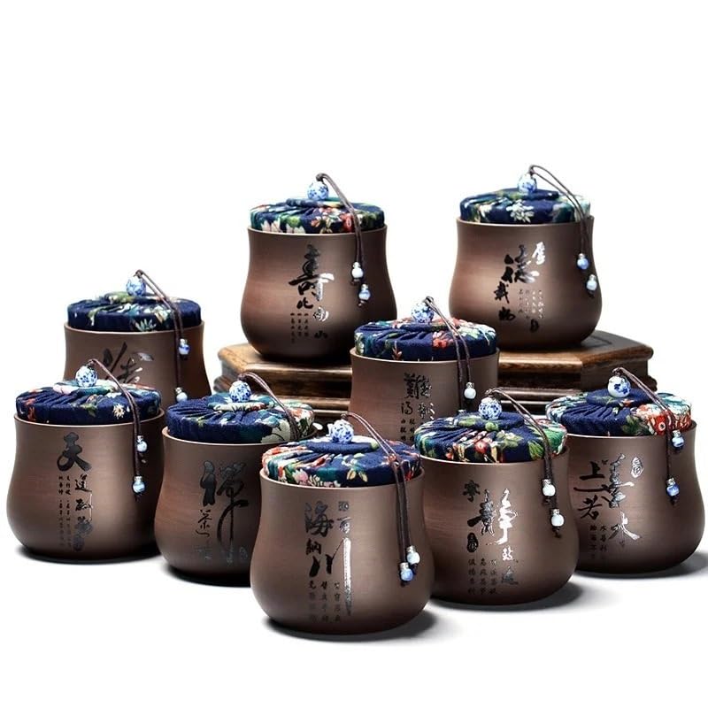 CMBSSTFC Boîtes de Cuisine Boîtes de thé de Sable Violet Pot de Stockage en céramique Boîte à thé Pot scellé Conteneur de thé Pot de Bonbons Organisateur de thé Réservoir de Stockage de Caddie à thé