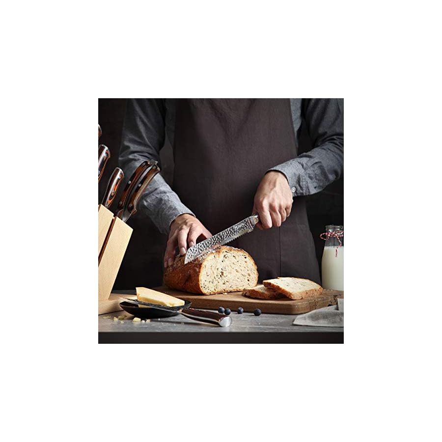 Jourmet-Knife-Set-with-block-9PC-High-Carbon-Stainless-Steel-Knife-Set-with-Pakka-Wood-Handle-and-Beech-Wood-Block Jourmet Knife Set with block, 9PC High Carbon Stainless Steel Knife Set with Pakka Wood Handle and Beech Wood Block, Kitchen Knife Set with Block for Home and Restaurant