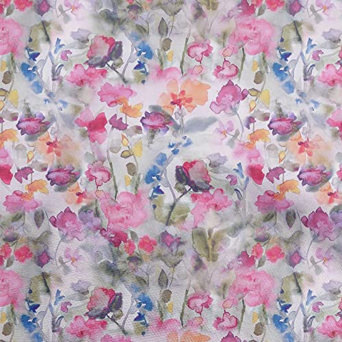 oneOone Viscose Chiffon Pink Fabric Watercolor Floral Dress Material Fabric Print Fabric By The Yard 42 Inch Wide-249