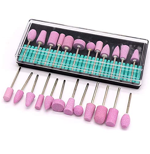 12pcs Scrub Stone Nail Art Drill Bit Set Bit 3/32 Grinding Sanding Head Bits Manicure Tools Pedicure Kit 2.35 1