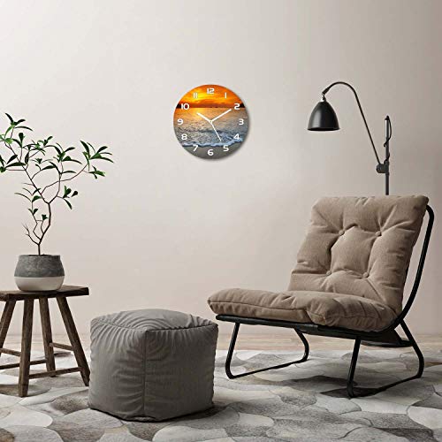 Horloge en verre design Tulup 30cm, décoration murale moderne effet coucher de soleil - 4