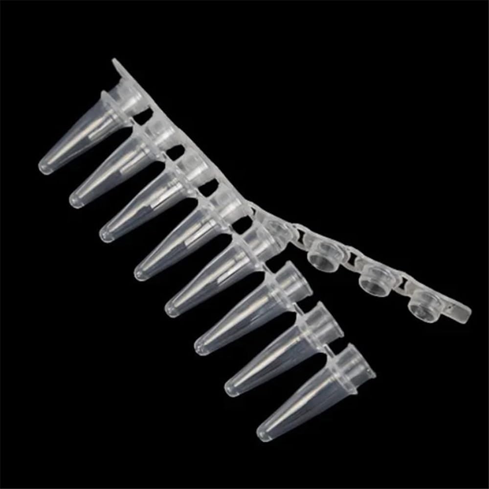 Instrumentos y Equipos de Laboratorio 200 piezas (8/fila) Tubos de tira de 0,2 ml 8 - Tiras de tubo de centrífuga con tapa Tubo de plástico for experimento(Caps and Tubes)