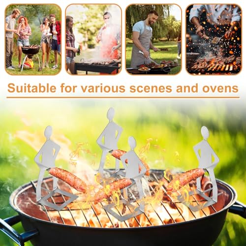 JACKANNA Grill Zubehör 4 Stück Grill Geschenke für Männer Edelstahl BBQ-Wursthalter Grillzubehör Männer Geschenk Lagerfeuer Zubehör Hotdog Halter für Barbecue Picknick Party Familienfeier