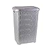 Cesta de Ropa pongotodo con Tapa 60 litros cesto Mimbre Rattan (Plata)