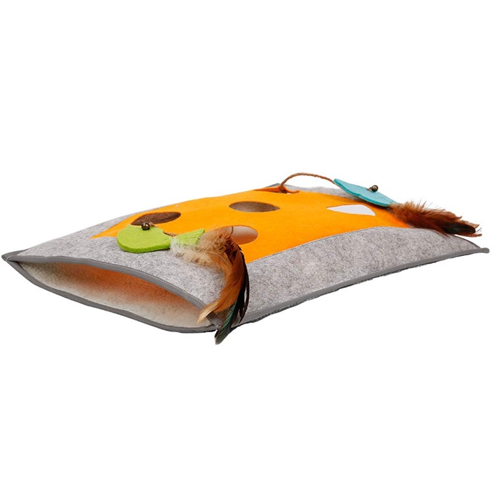 Túnel para Gatos, Saco de Dormir para Gatos, Juego para Gatos, Bolsa de Arena para Gatos con aro, Rompecabezas de Papel, Juguete para Gatos de Interior (Gris, 48 x 37 cm)