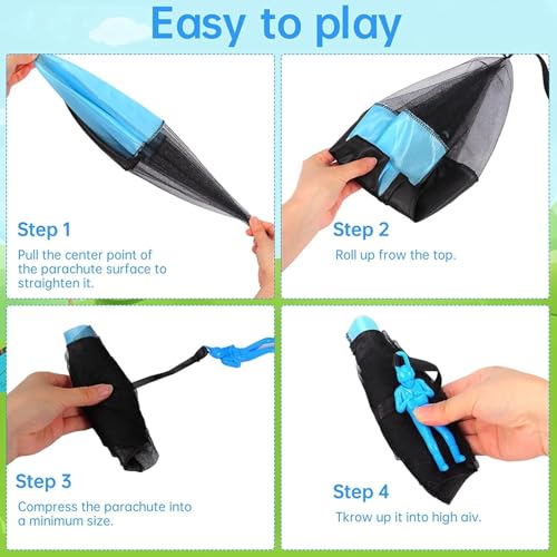 Jiosdo Fallschirm Spielzeug Kinder, 6 Stück Fallschirmspringer Outdoor Spiele, Wurfspiel, Kleine Geschenke, Give Aways Mitgebsel Kindergeburtstag Gastgeschenke, Gartenspielzeug für Draußen