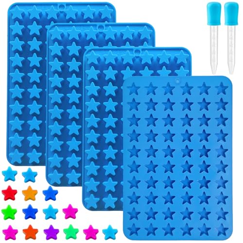 Star Gummy Candy Molds - 240 Cavity Silicone Candy Molds with 2pcs Dropper for Hard Candy Gummy Caramels Chocolate Ganache Ice Cubes