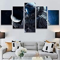 SIGNWIN 5 Panel Canvas Wall Art Modern Art Astronomy & Space Contemporary Cosmic Dramatic Mixed Media Multicolor for Home Decorations Ready to Hang - 60