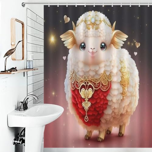 Rideau de douche mouton en polyester lavable 140x183 cm