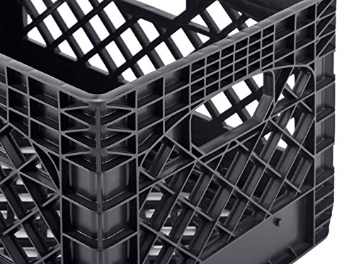 Muscle Rack PMK24QTB-3 24 Quart 3 Pack Black Heavy Duty Rectangular Stackable Dairy Milk Crates, 11" Height, 19" Width - Image 4