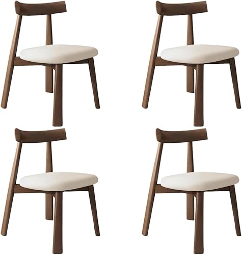 Miniatura 16 de YVYKFZD Sillas de comedor de madera maciza, sillas de cocina de mediados de siglo, silla de comedor sin brazos, silla tapizada de cuero, para Negro