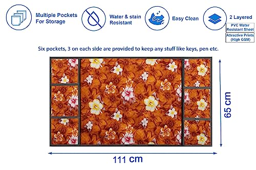 Image of The Furnishing Tree Fridge Top Cover Compatible for Samsung RR20C1824CR /HL, 183 LTR WxL 65x111 in CM Floral Pattern Orange