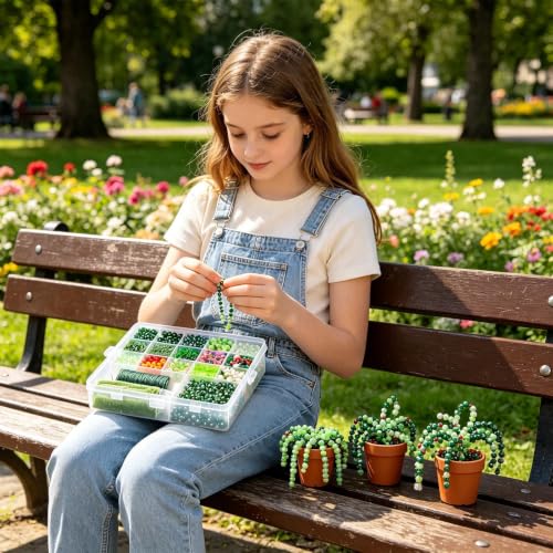Cuentas verdes para plantas y abalorios de joyería: kit de 2800 piezas artesanales 3