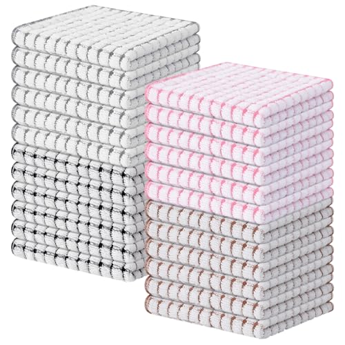 Kitinjoy Cotton 24 Pack Terry Kitchen Dish Cloths, Mix Color