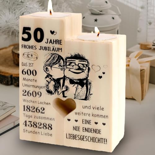 Goldene Hochzeit Geschenk Set - Personalisierte Holz Deko Für 50. Hochzeitstag Mit Geldgeschenk Option