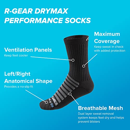 R-Gear Drymax Crew Running Socks For Men and Women, Light Cushion | Breathable, Moisture Control & Anti Blister | 3 Pack3