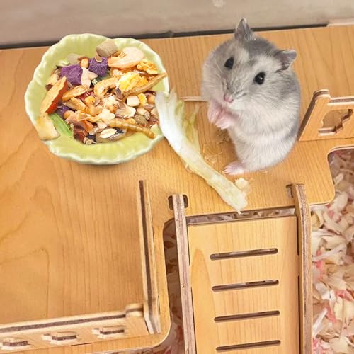 Small Ceramic Pet Hamster Bowl, Easy to Clean Anti Flipping Hamsters Food and Water Bowl, Small Animal Bowls for Dwarf Hamster, Parrots (Pink, s) - Image 5