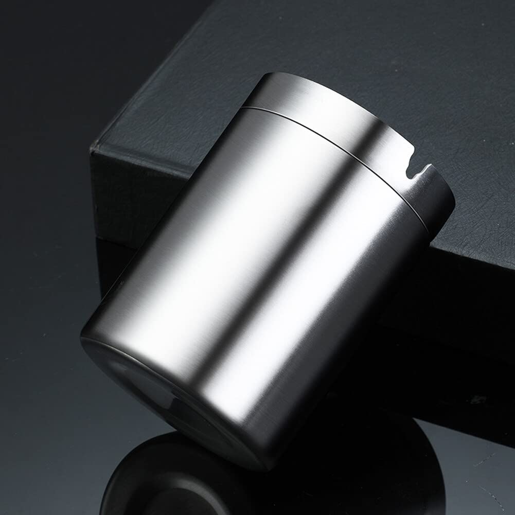 Stainless Steel Ashtray with Cover Windproof Car Ashtray Travel Home Office KTV Cigarette Butt Confetti Storage Box Detachable Funnel Design Smokeless Anti-Fly Ash Cigar Ashtray (Green)