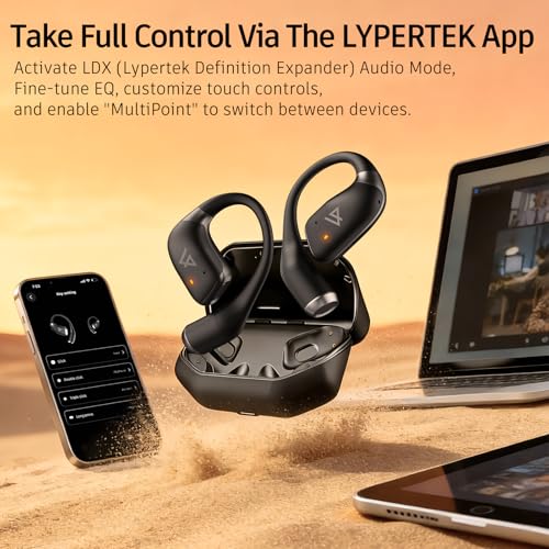 Image of LYPERTEK SOUNDFREE S40 Wireless Open Ear Earbuds, Bluetooth 5.4, 40H Playtime, 2-Mic ENC Noise Cancelling, IP55 Waterproof, 8.3g Lightweight Sports Earphones with Ear Hooks for Running Gym Workout