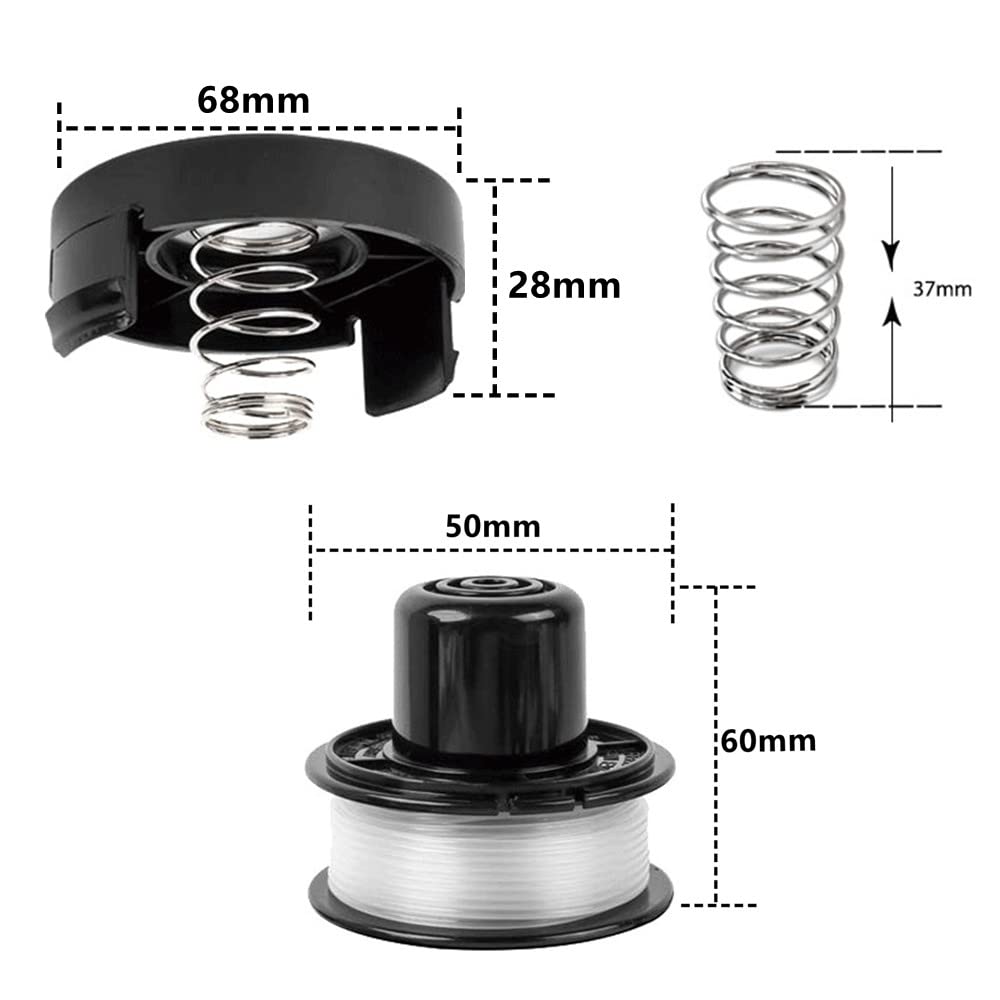 4 Bobine Di Filo Per Decespugliatore Black+Decker | Compatibili Con Modelli GL250, GL310, GL360 | Con Molla E Coperchio - Foto 7