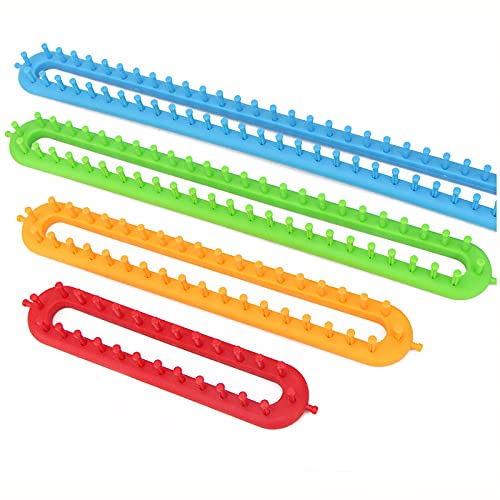 RZJZGZ Long Knitting Looms Set, Plastic Looms Knitting Craft Kit Tool with Hook Needle and Knitting Needle, DIY Loom Knitting for Scarves, Blankets, Shawls