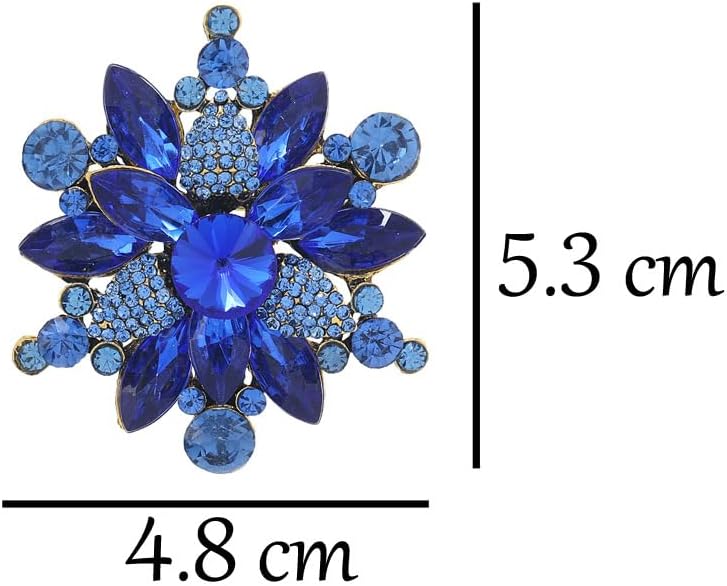 Vintage Crystal Rhinestone Flower Shape Brooch Pin Statement Jewelry Gift Accessories for Women - Image 6