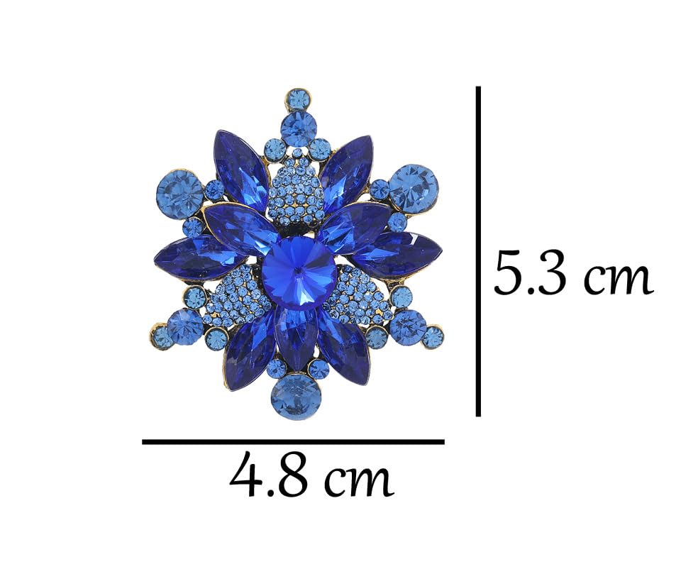 Image of Vintage Crystal Rhinestone Flower Shape Brooch Pin Statement Jewelry Gift Accessories for Women