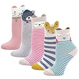 🌺 Tolle Geschenkidee für Ihre kleinen Mädchen. 5 Paar Kleinkind-Crew-Socken in einem Satz. Ideal für Schulsocken und für das tägliche Tragen über das ganze Jahr. (🔺Marke: LOFIR, eine eingetragene. MarkeRegistrierungsnummer: 5423376)