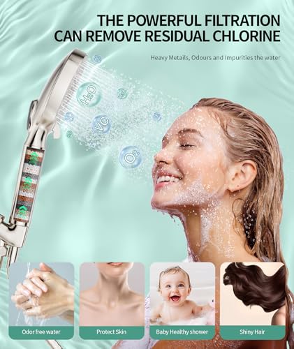 SR SUN RISE Filtered Shower Head with Handheld High Pressure 9 Spray Mode Showerhead Detachable Shower Head Water Softener Filters Beads for Hard Water Remove Chlorine - Image 4