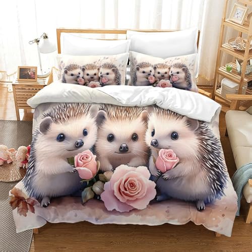 Housse de couette herisson fermeture eclair anti plis douce