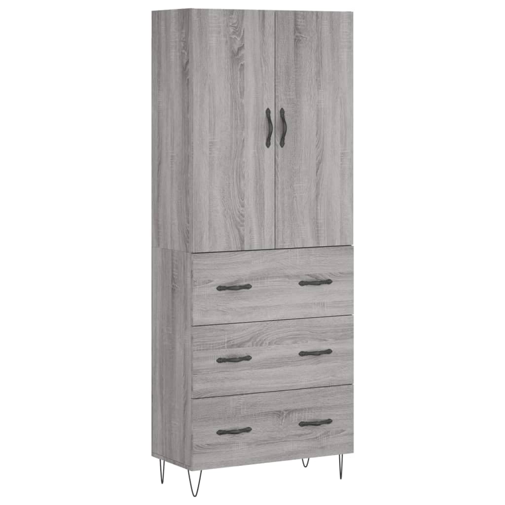 Accueil-Armoires et rangement, buffets et buffets, haut-board gris Sonoma 69,5 x 34 x 180 cm en bois d'ingénierie