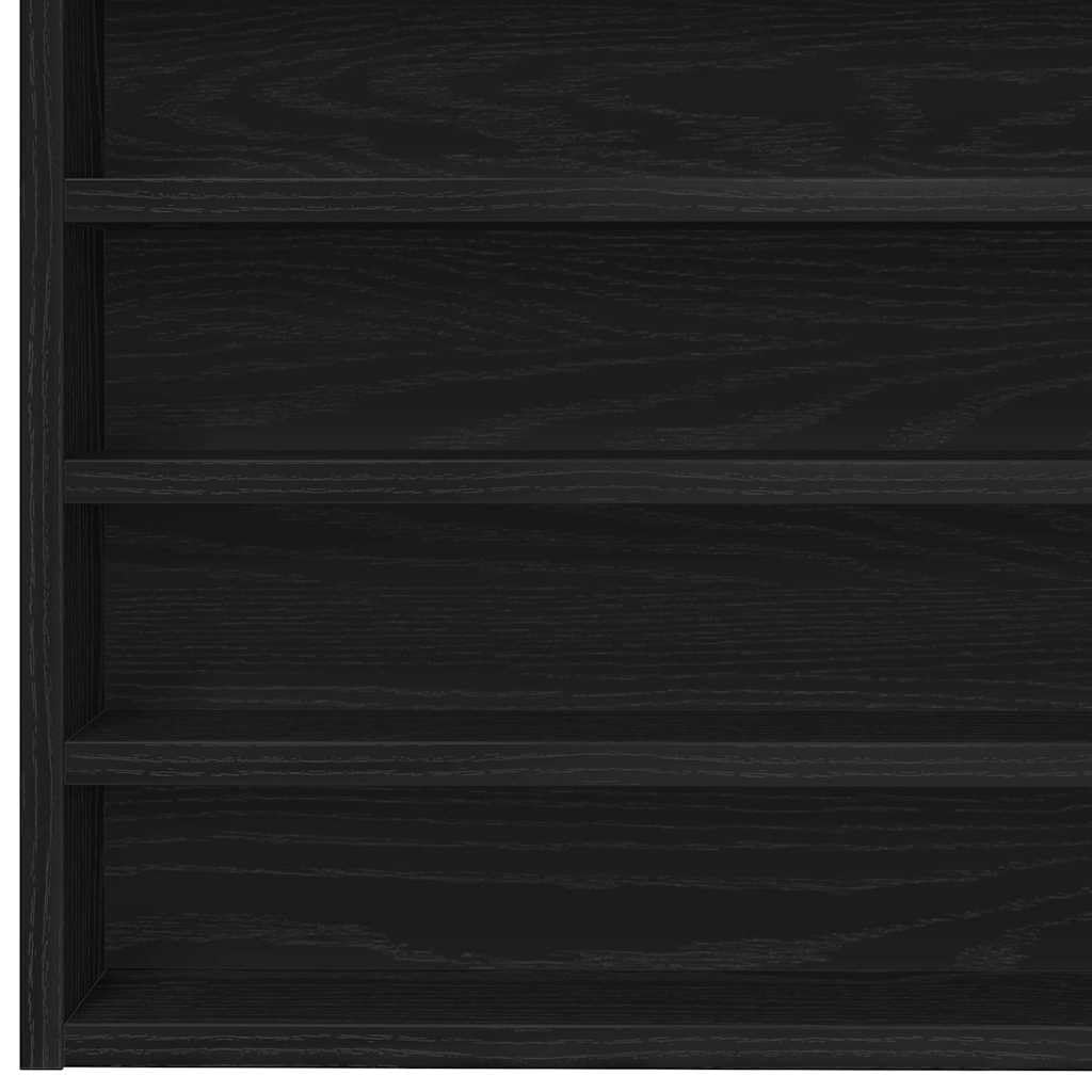 Wandvitrine Schwarz Eichen-Optik, Hängeregal mit 10 Fächern, Wandregal für Sammlerstücke 100 x 8,5 x 50 cm