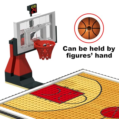 Nicolababe - Ensemble de briques de construction pour panier de basket-ball - Plaques de base de terrain de basket-ball et ensembles de 2 paniers de basket-ball, buts de basket-ball, briques de – vue 6
