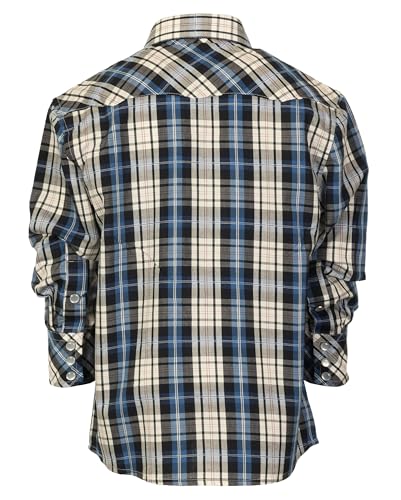 Image of Gioberti Boys Casual Western Plaid Long Sleeve Pearl Snaps Shirt