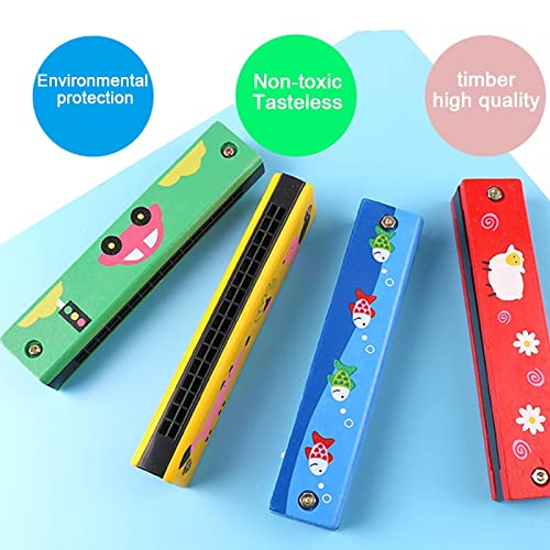 Lblx Interessante Dubbele Rij 16 Gat Houten Geschilderde Harmonica Creatieve Verlichting Kinderen Muziekinstrument… - Image 5